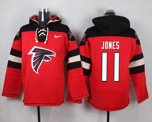 Nike Falcons #11 Julio Jones Red Player Pullover NFL Hoodie - Click Image to Close